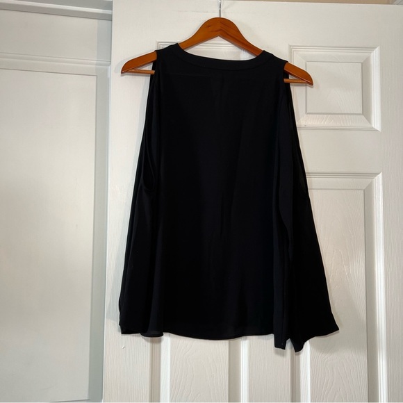LOFT Sheer Cold Shoulder Long Sleeve Tunic Blouse - Picture 2 of 6
